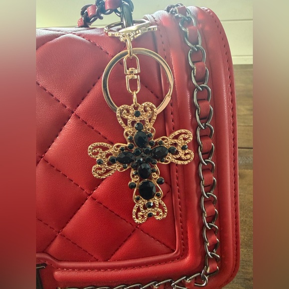 Gemstone Cross Bag Charm/Keychain - Picture 3 of 5